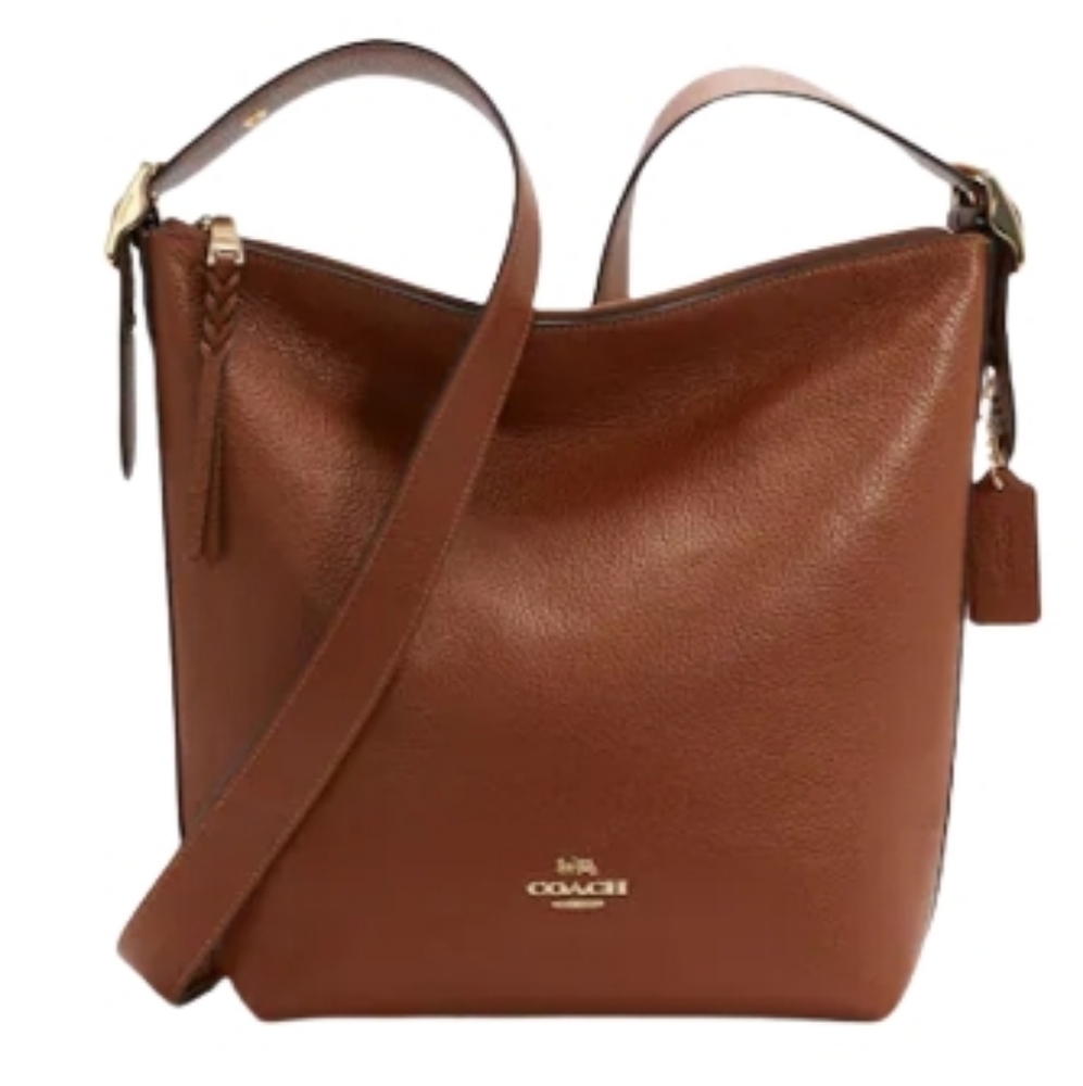 Coach Brown Pebbled Leather Shoulder Bucket Bag